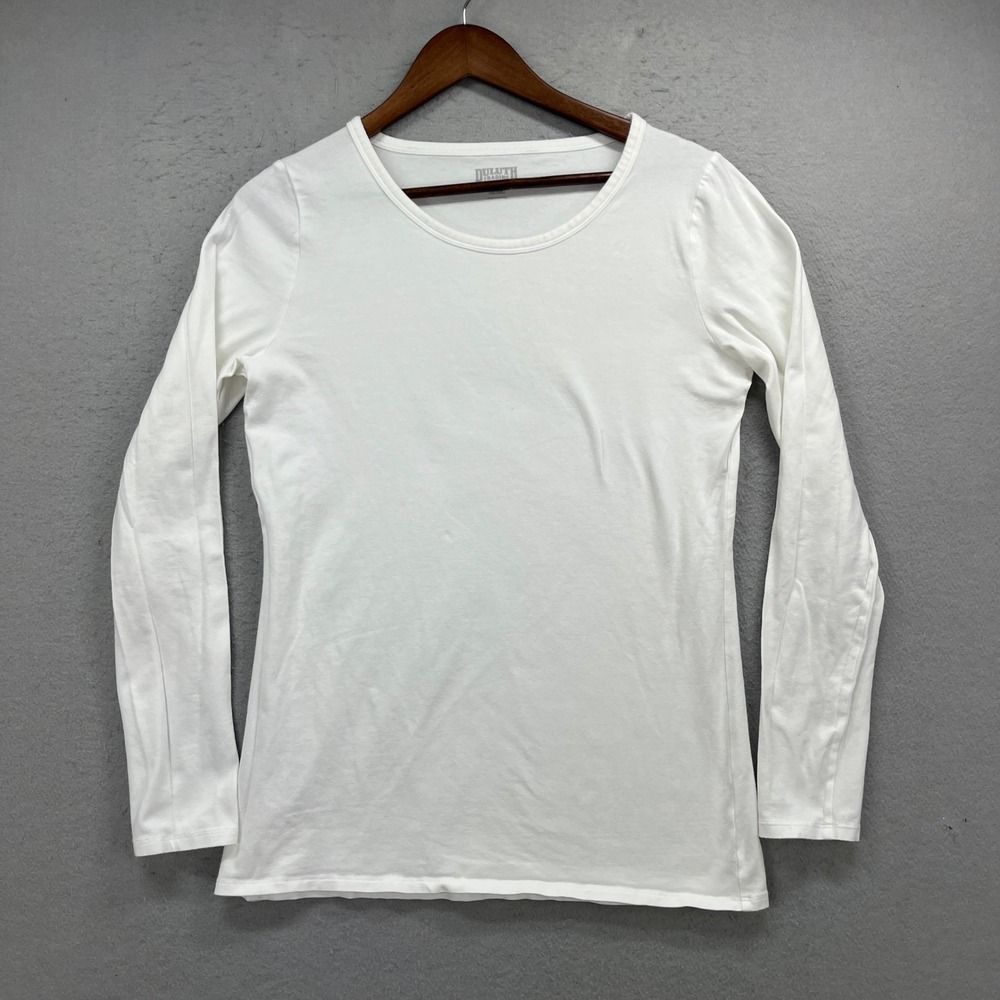 Duluth Trading Co Long Sleeve T Shirt Womens M White Tee No Yank Casual Basic